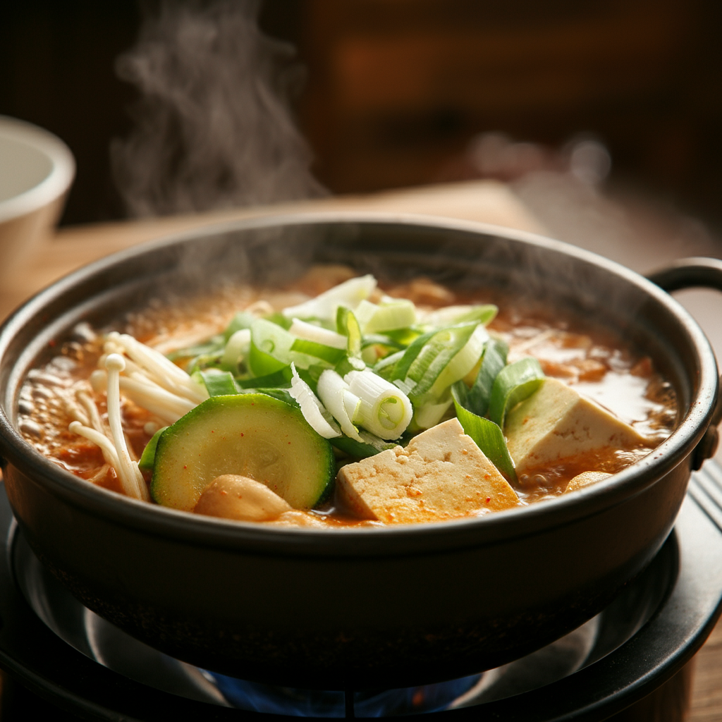 된장찌개 (Doenjang Jjigae) - Hearty Korean Soybean Paste Stew