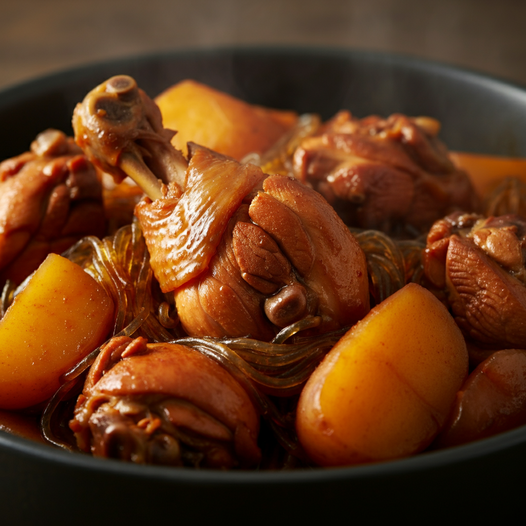 🐔 Korean Braised Chicken in Soy-Garlic Sauce (Jjimdak)